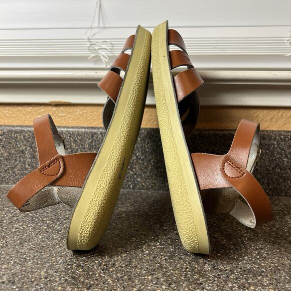 Sun-San Hoyway Brown Leather Womens Sz 8 Summer Casual Sandals Ankle Strap Flats - Picture 6 of 10